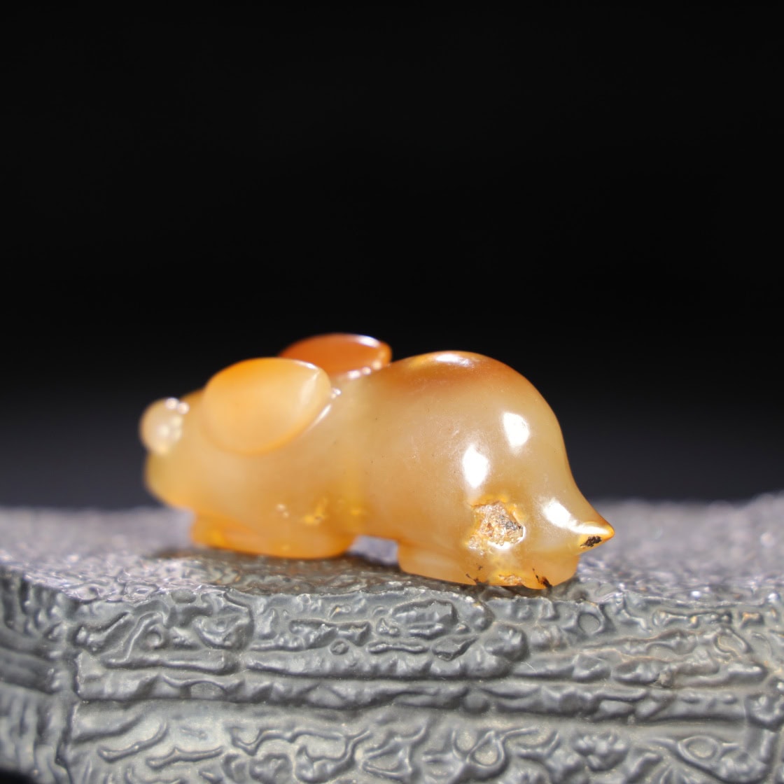 Chinese Natural Jade Carved Rabbit