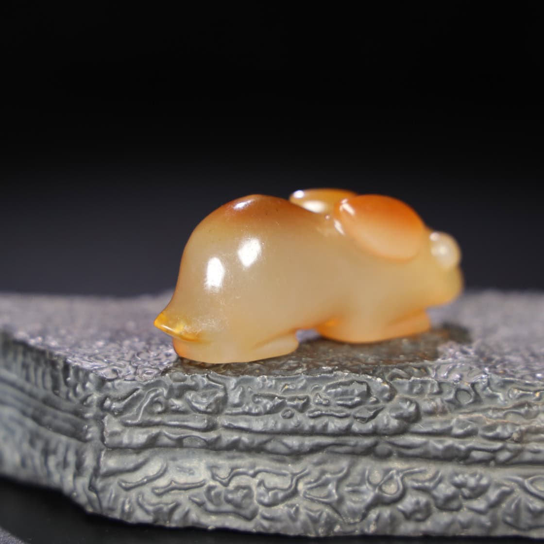 Chinese Natural Jade Carved Rabbit