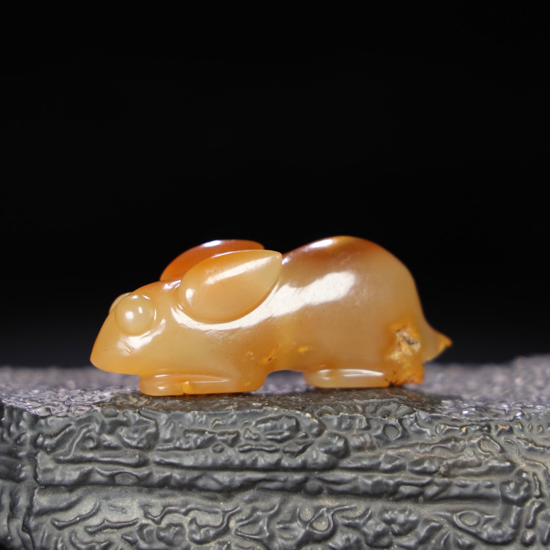 Chinese Natural Jade Carved Rabbit