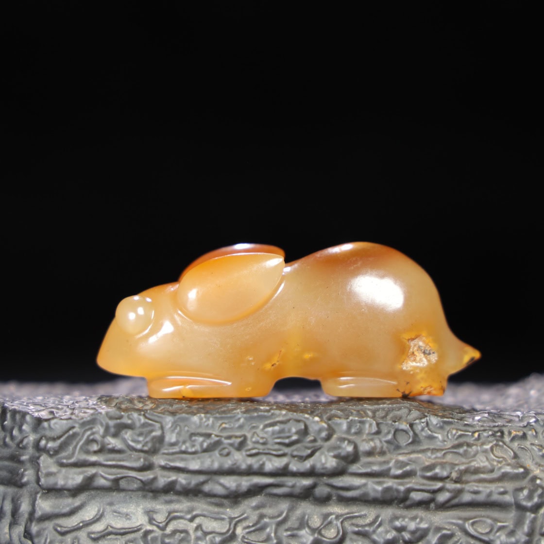 Chinese Natural Jade Carved Rabbit