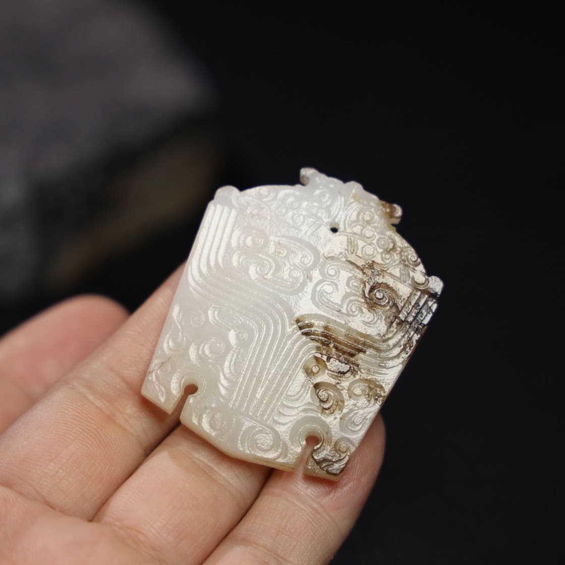 Chinese Natural Jade Carved masks