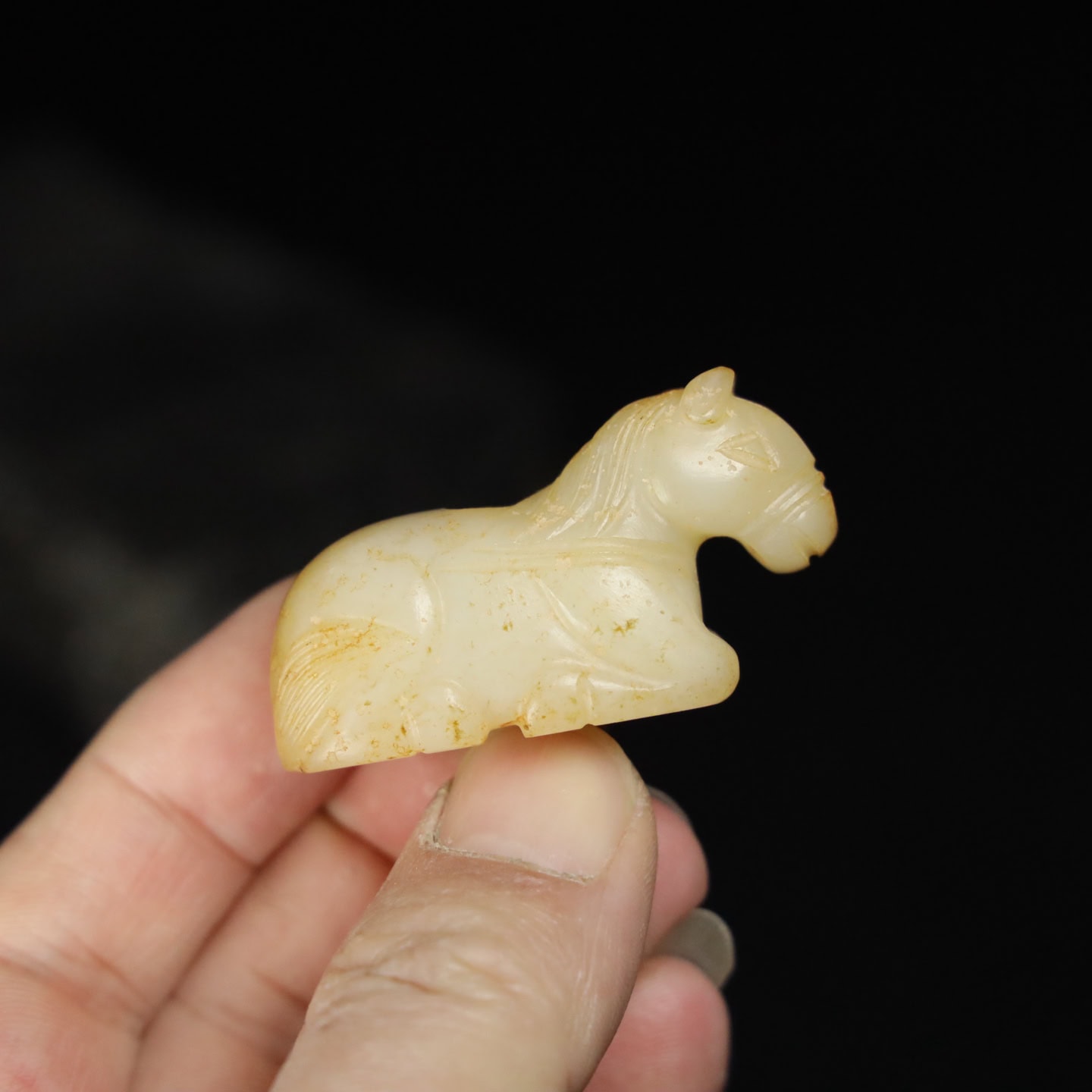 Chinese Natural Jade Carved Horses Statue