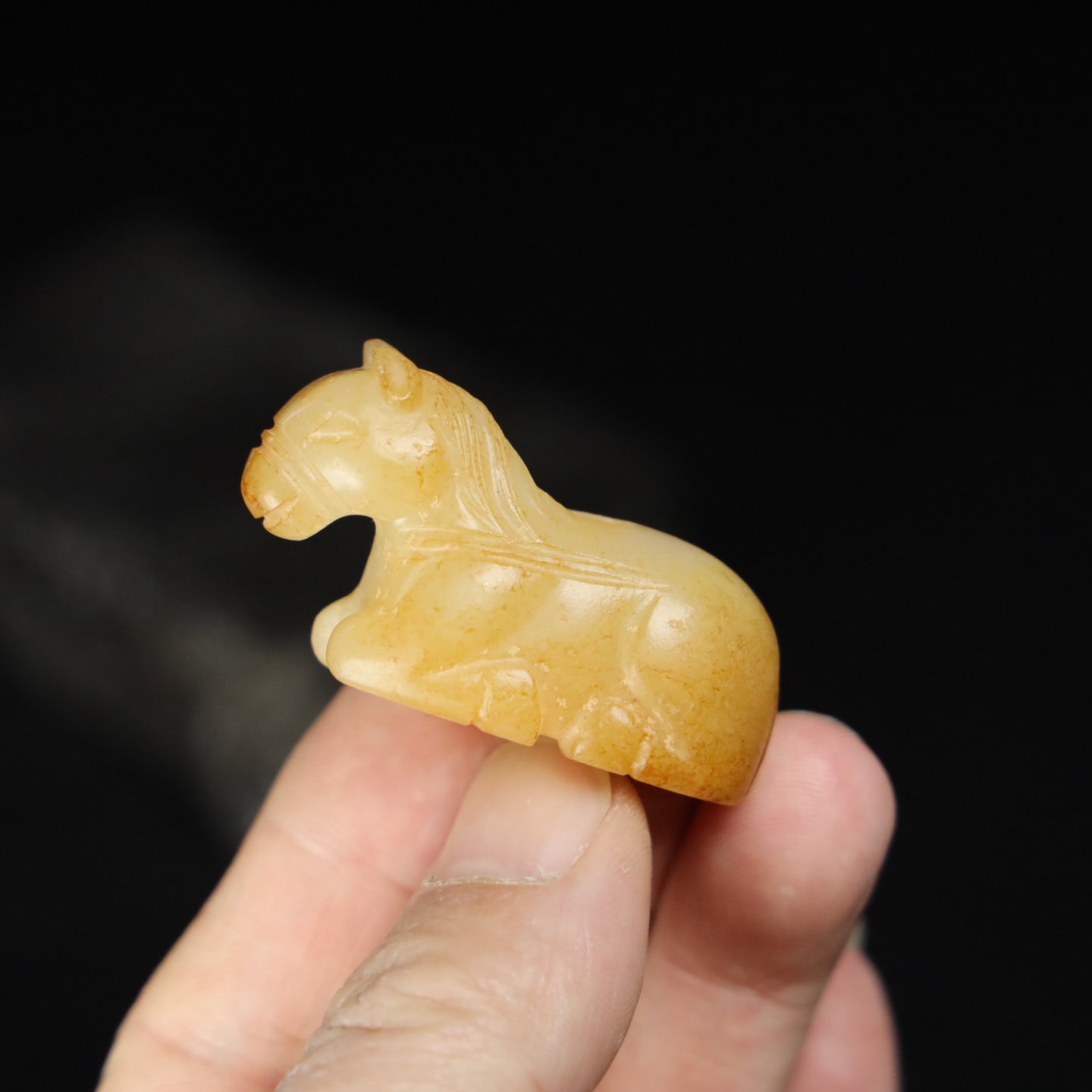 Chinese Natural Jade Carved Horses Statue