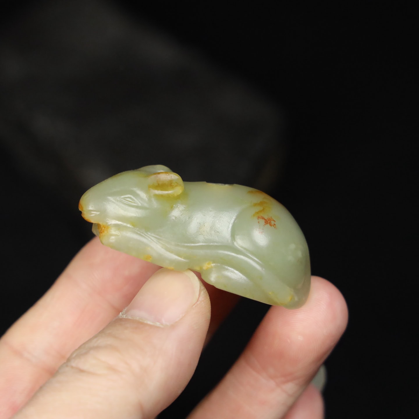 Chinese Natural Jade Carved Rabbit Statue
