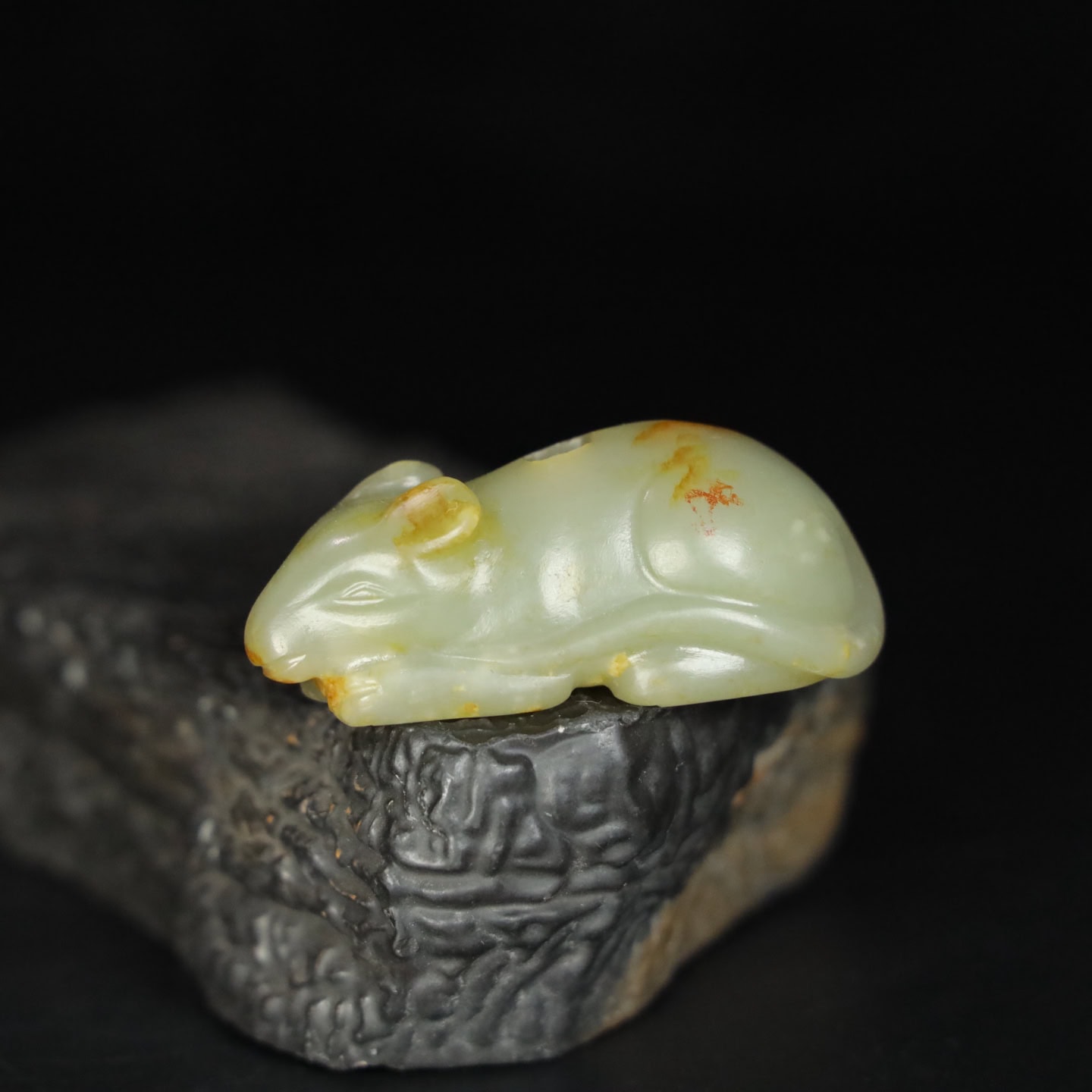 Chinese Natural Jade Carved Rabbit Statue