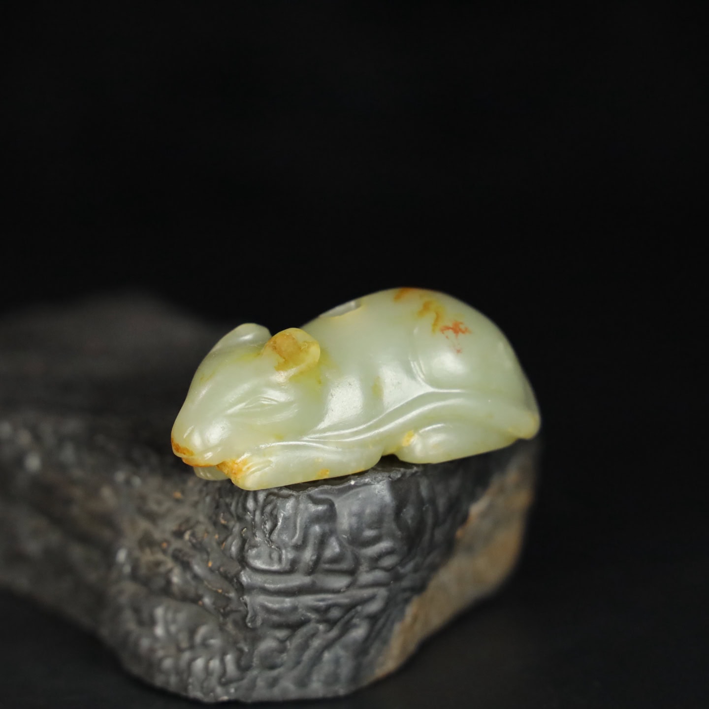 Chinese Natural Jade Carved Rabbit Statue