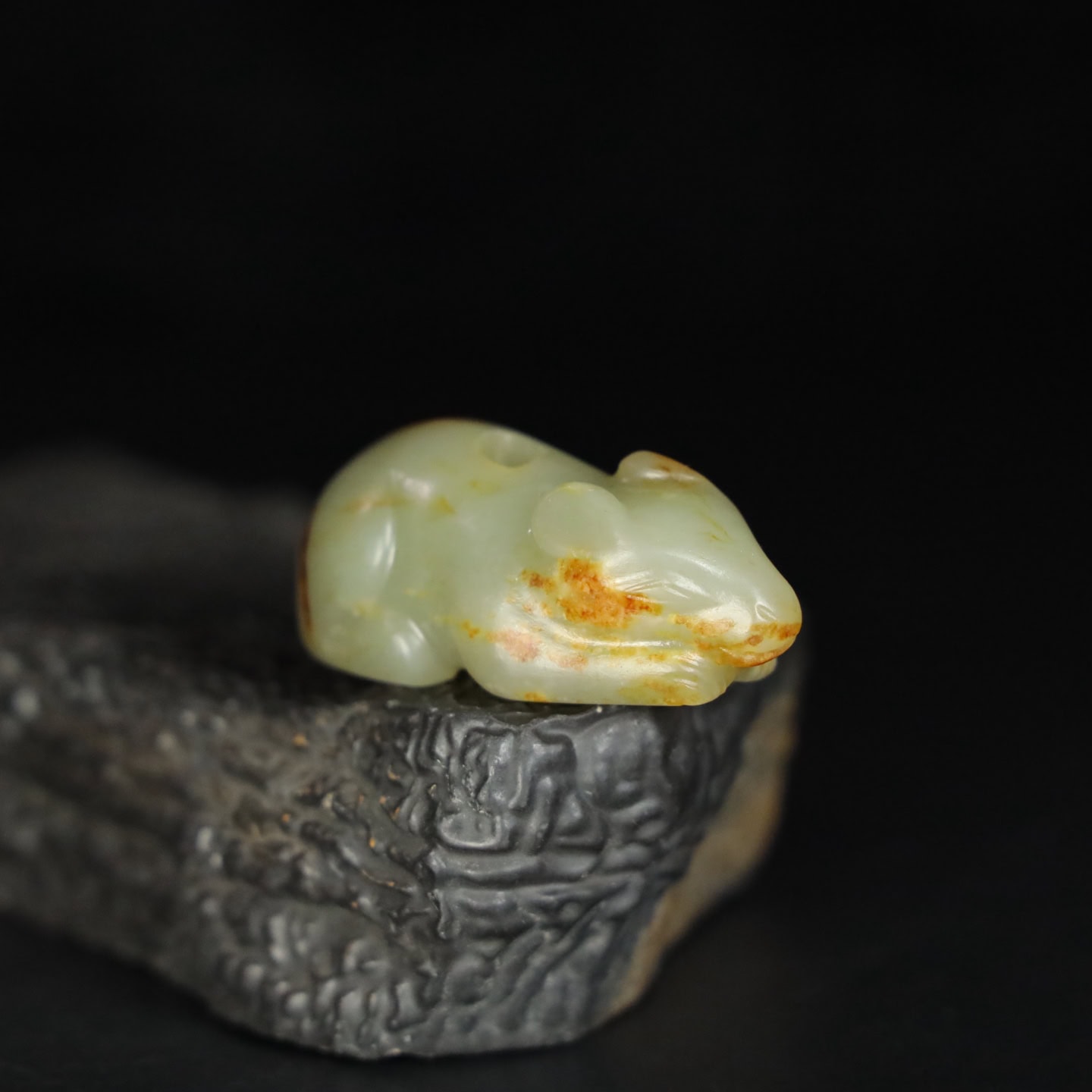 Chinese Natural Jade Carved Rabbit Statue