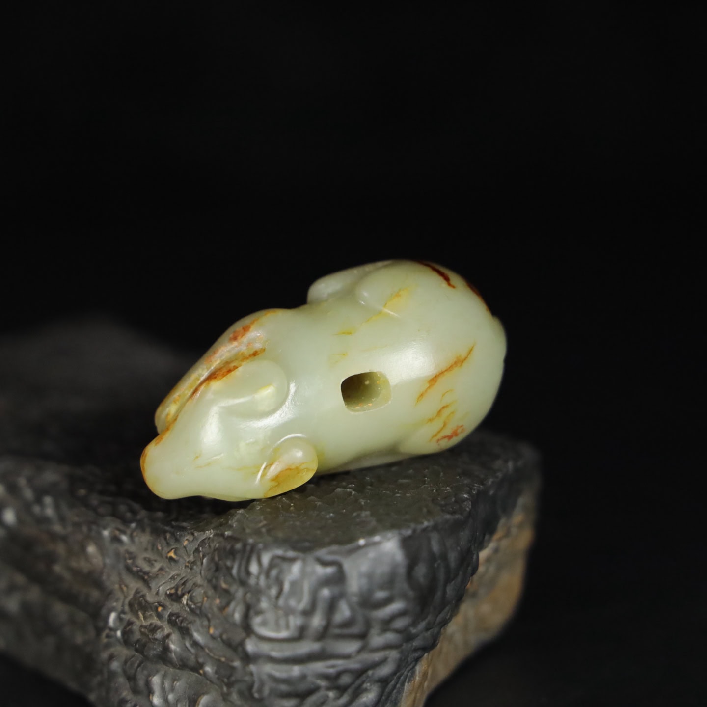 Chinese Natural Jade Carved Rabbit Statue