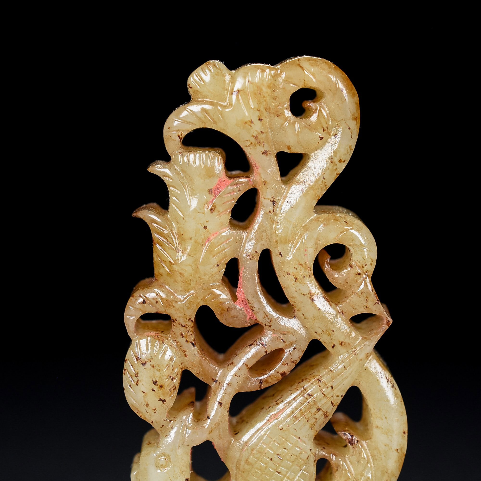 Chinese Natural Jade Carved Bird Pendant