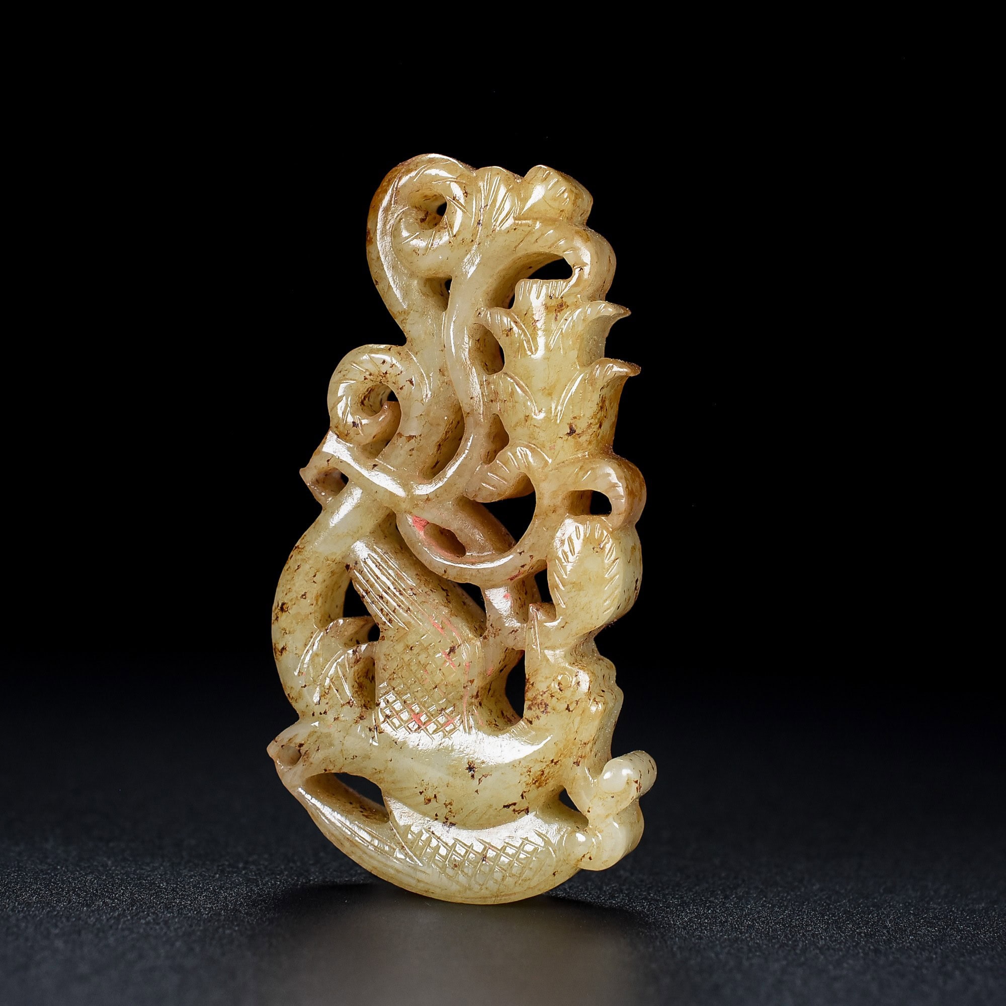Chinese Natural Jade Carved Bird Pendant