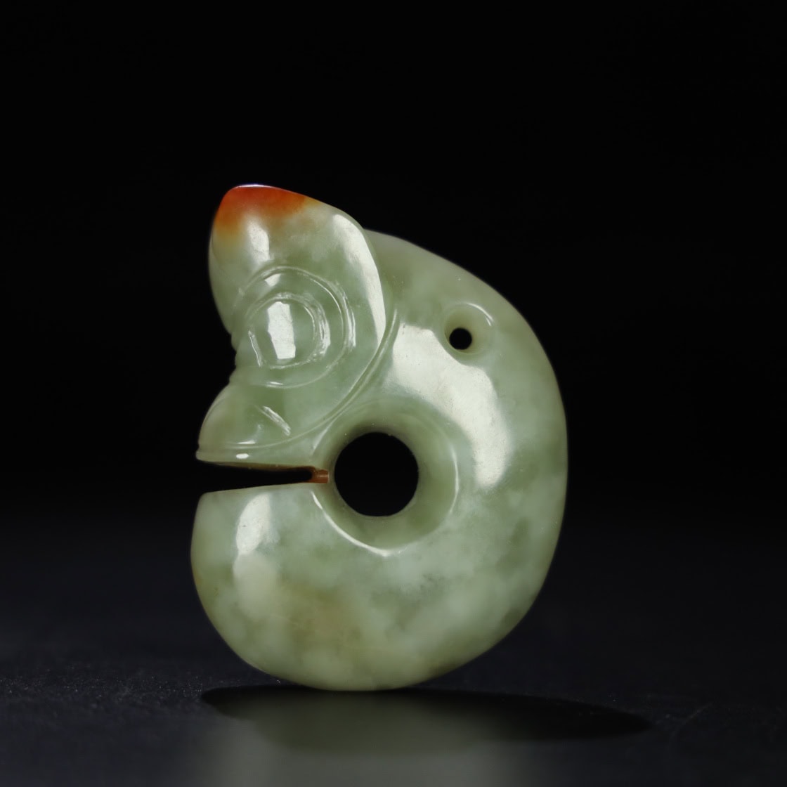 Chinese Natural Jade Carved Pig Dragon