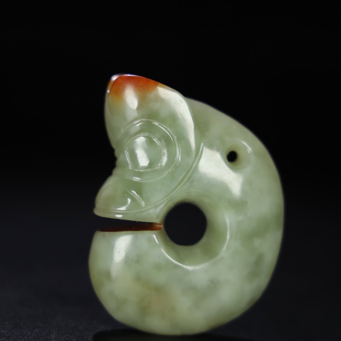 Chinese Natural Jade Carved Pig Dragon