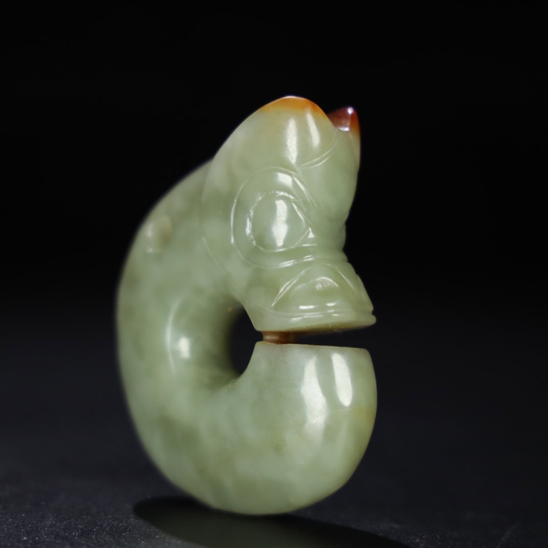 Chinese Natural Jade Carved Pig Dragon
