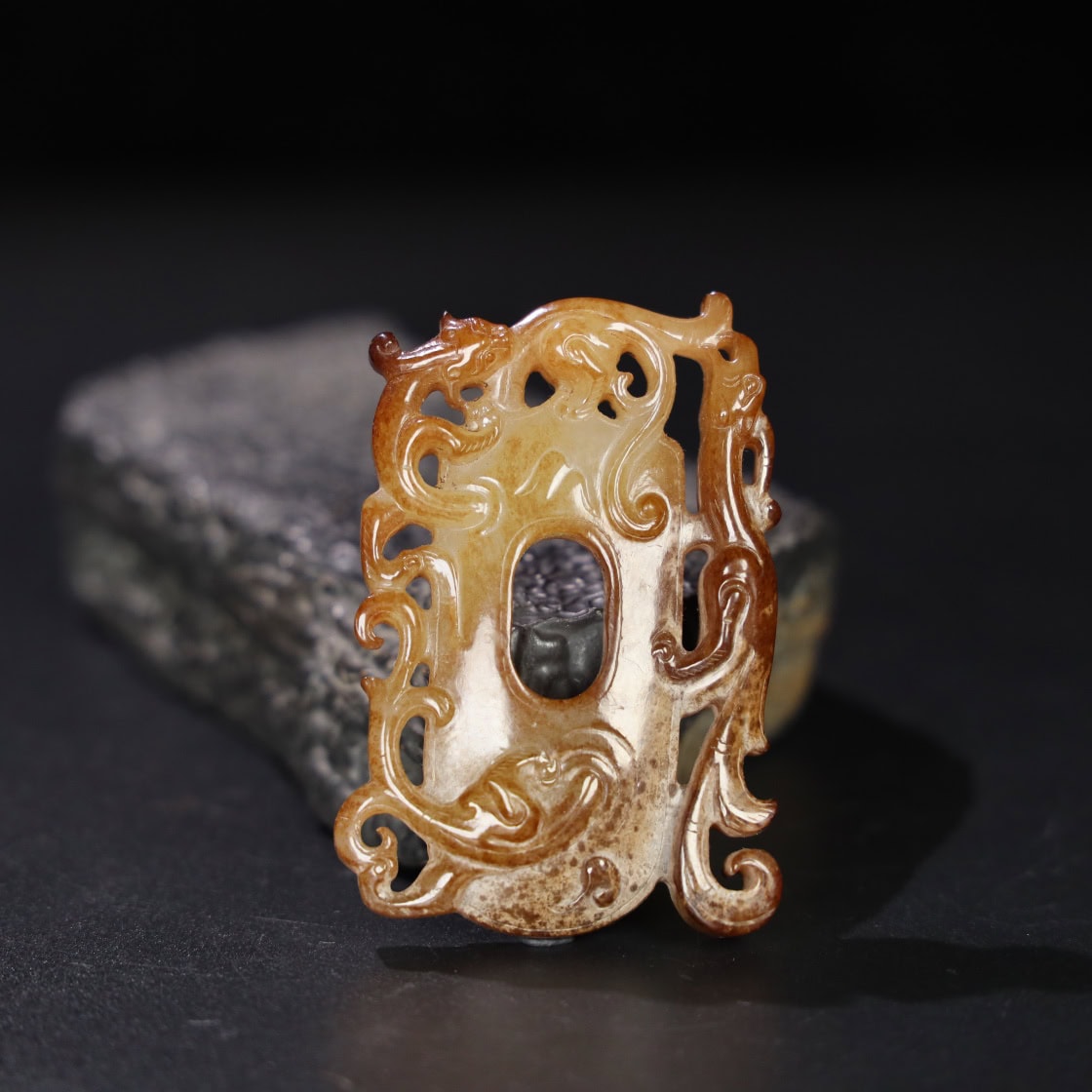 Chinese Natural Jade Carved Heart Pendant