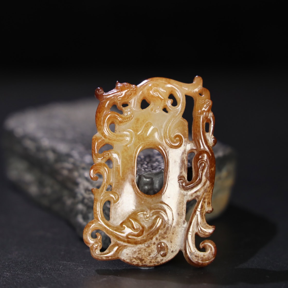 Chinese Natural Jade Carved Heart Pendant