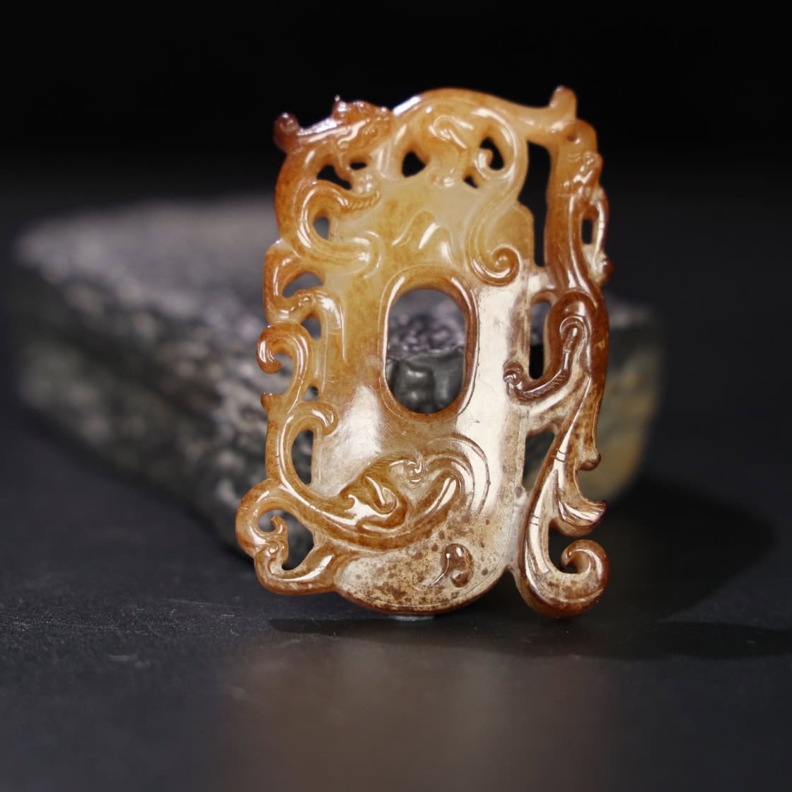 Chinese Natural Jade Carved Heart Pendant