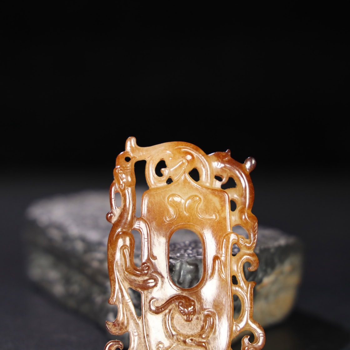 Chinese Natural Jade Carved Heart Pendant