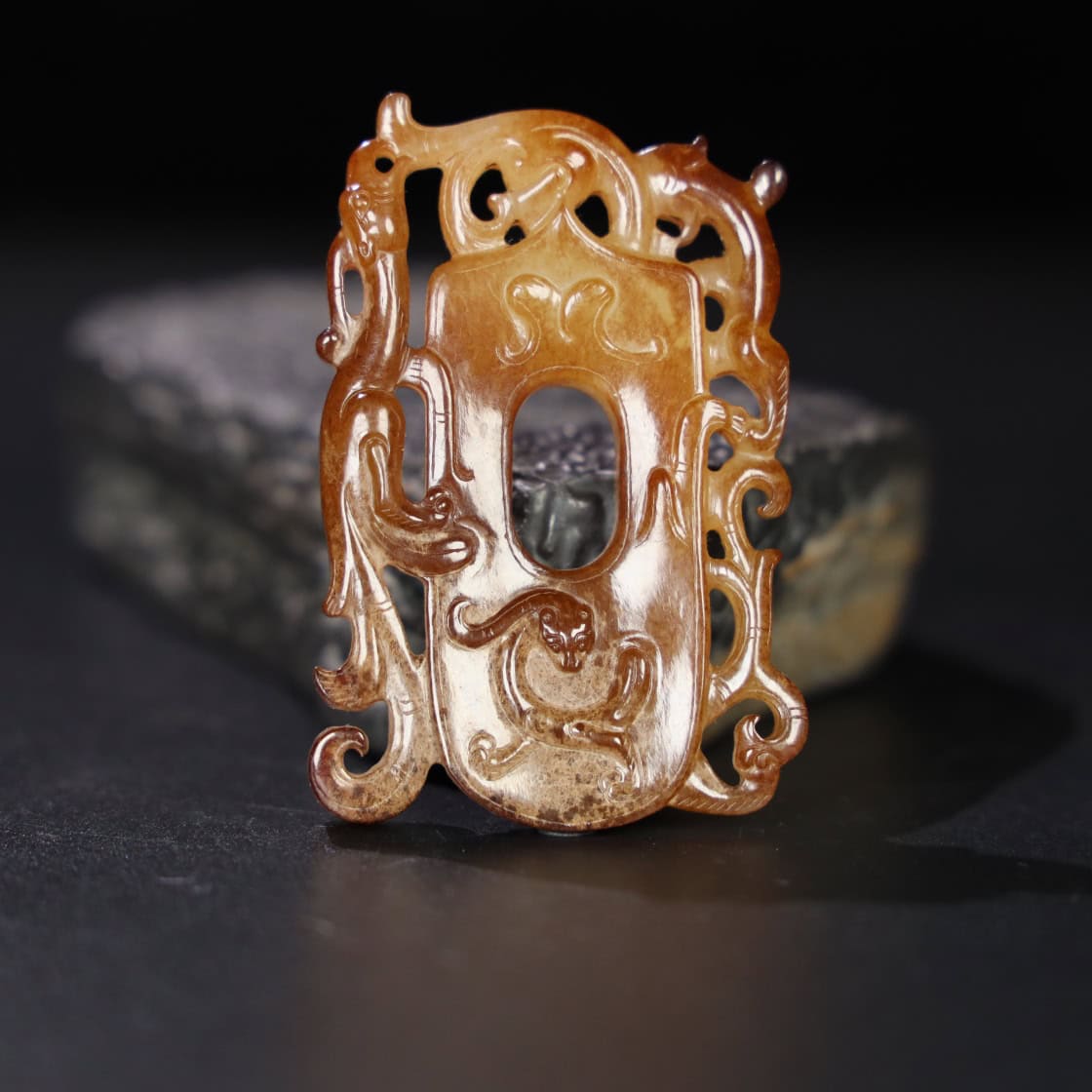 Chinese Natural Jade Carved Heart Pendant
