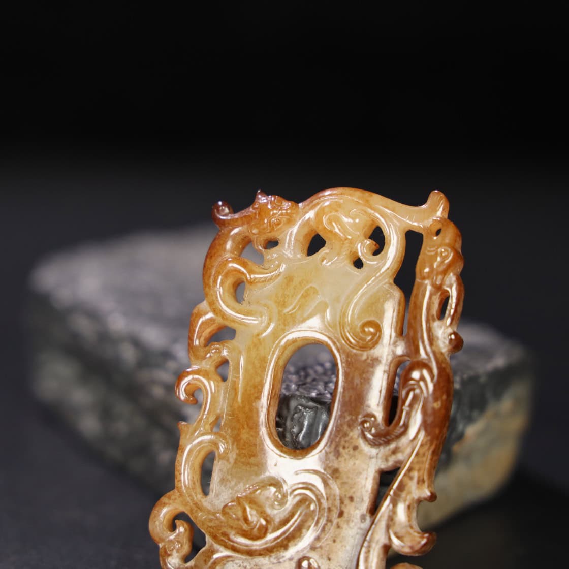 Chinese Natural Jade Carved Heart Pendant