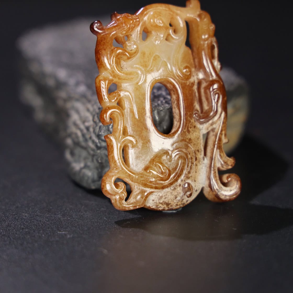 Chinese Natural Jade Carved Heart Pendant