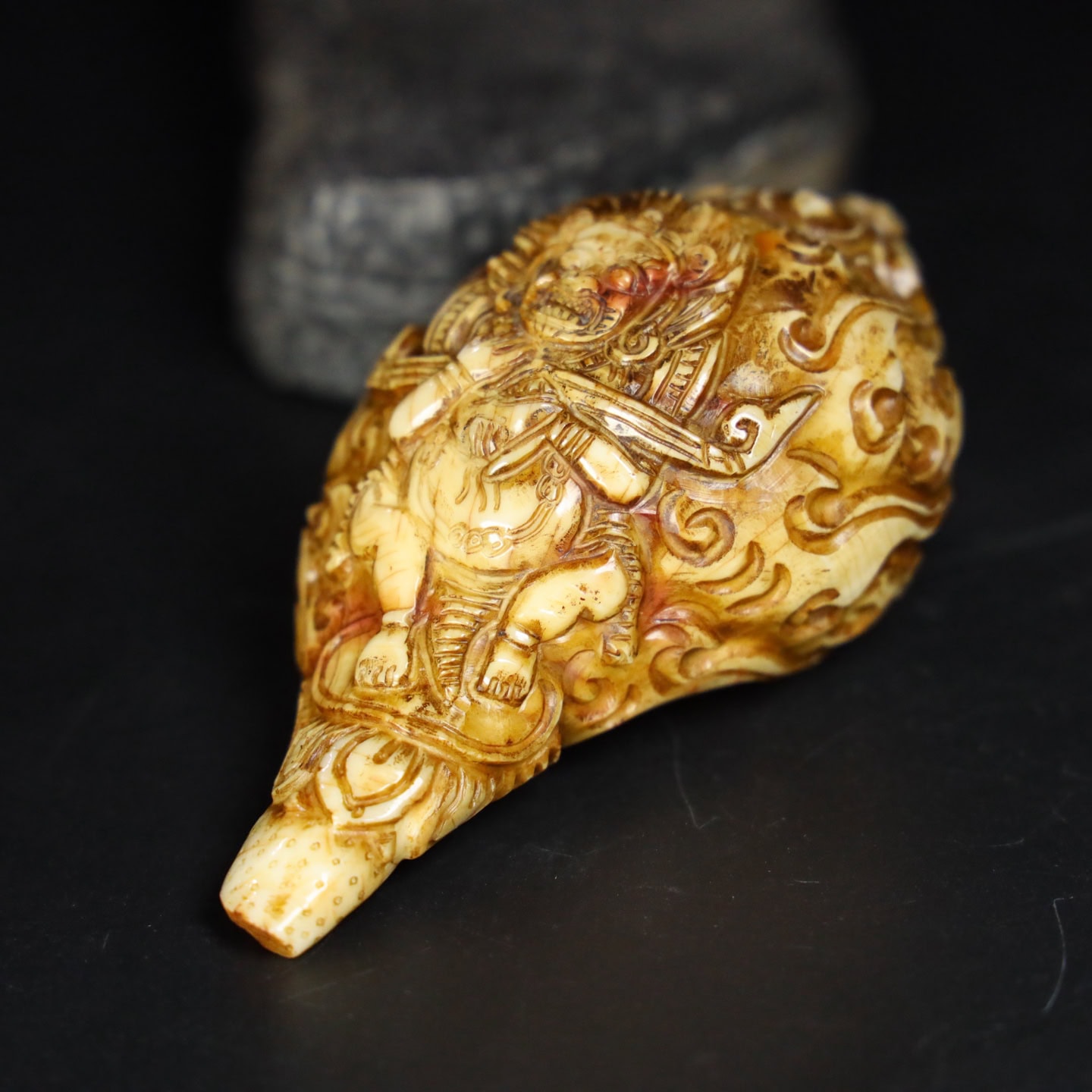 Chinese Natural Jade Carved Tibetan craftsmanshi