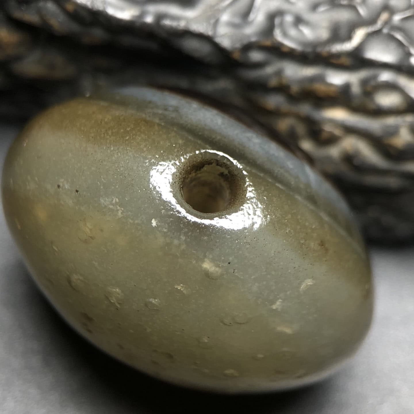 Chinese Natural Jade Carved bead