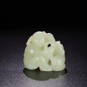 Chinese Natural Jade Carved Animal Handle