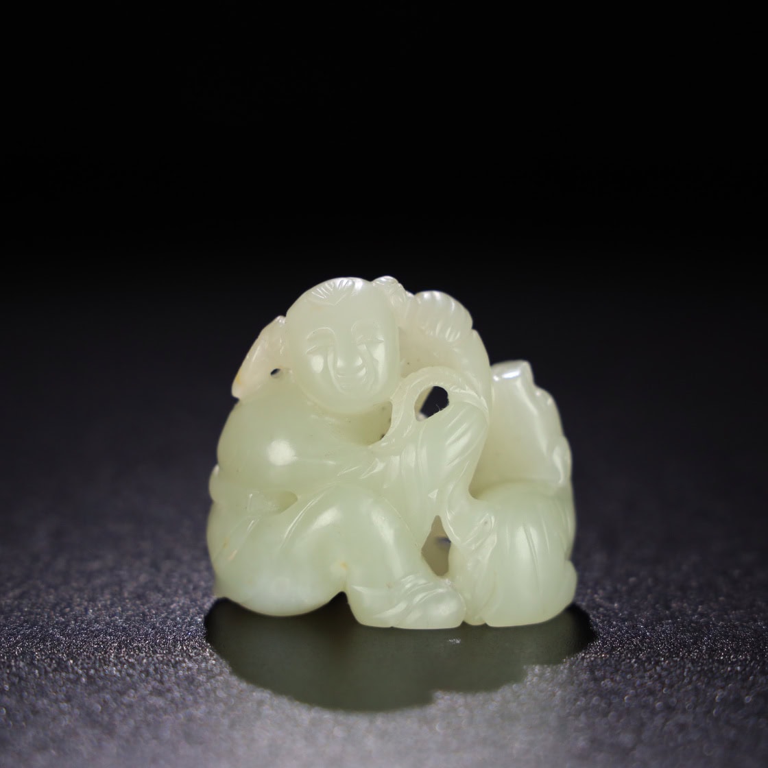 Chinese Natural Jade Carved Animal Handle