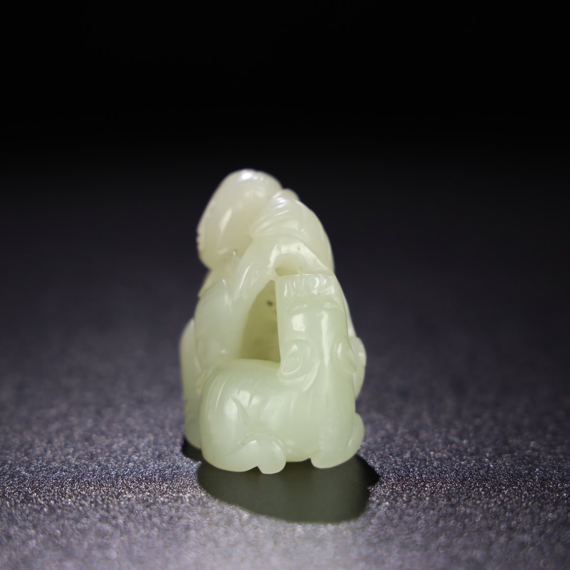 Chinese Natural Jade Carved Animal Handle