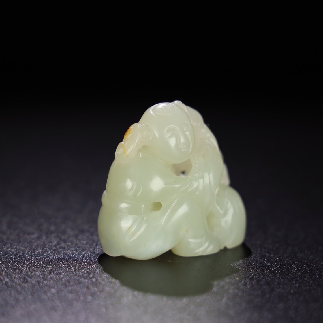 Chinese Natural Jade Carved Animal Handle