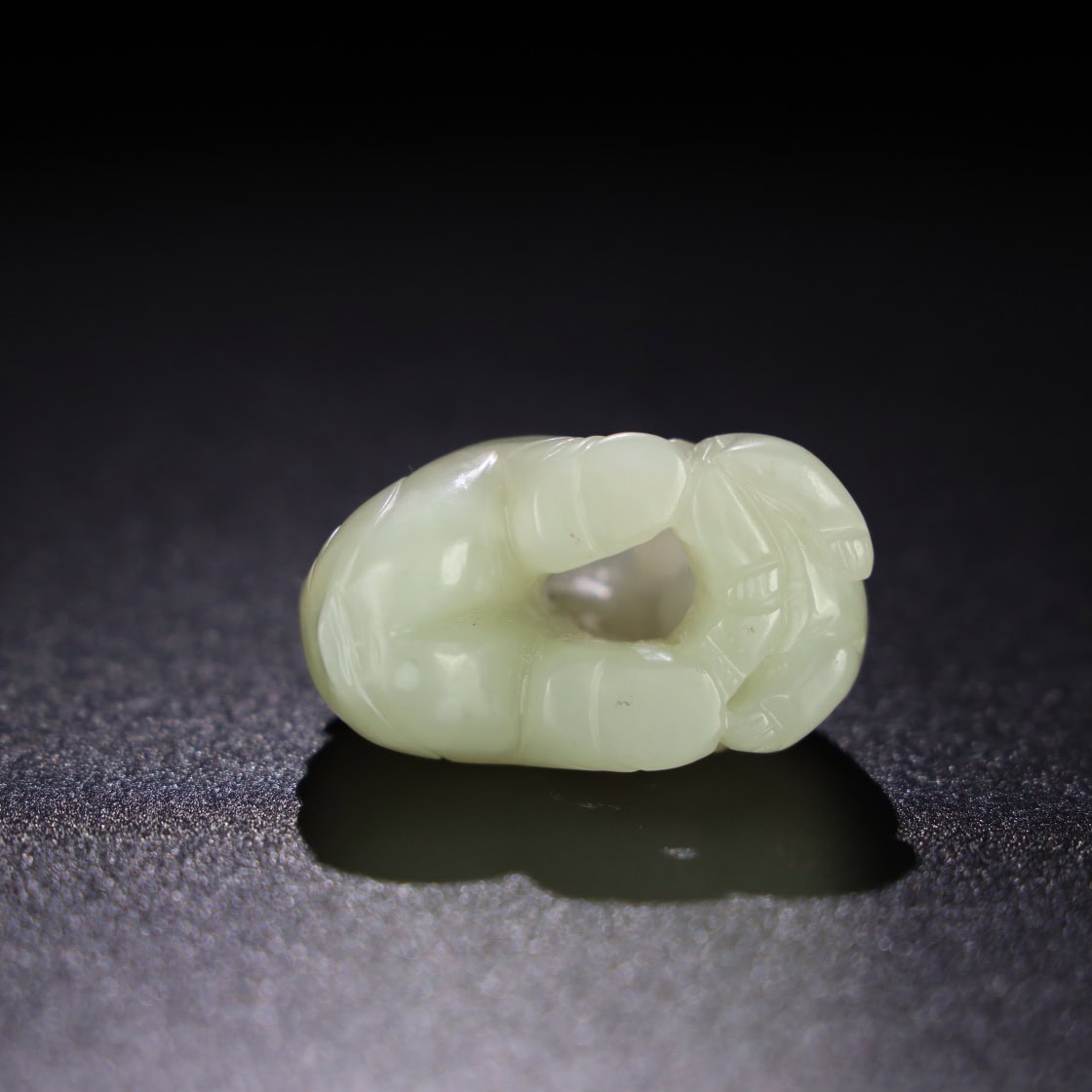 Chinese Natural Jade Carved Animal Handle