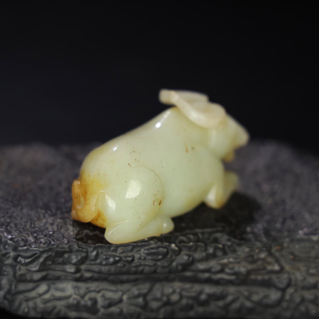 Chinese Natural Jade Carved Ox handles