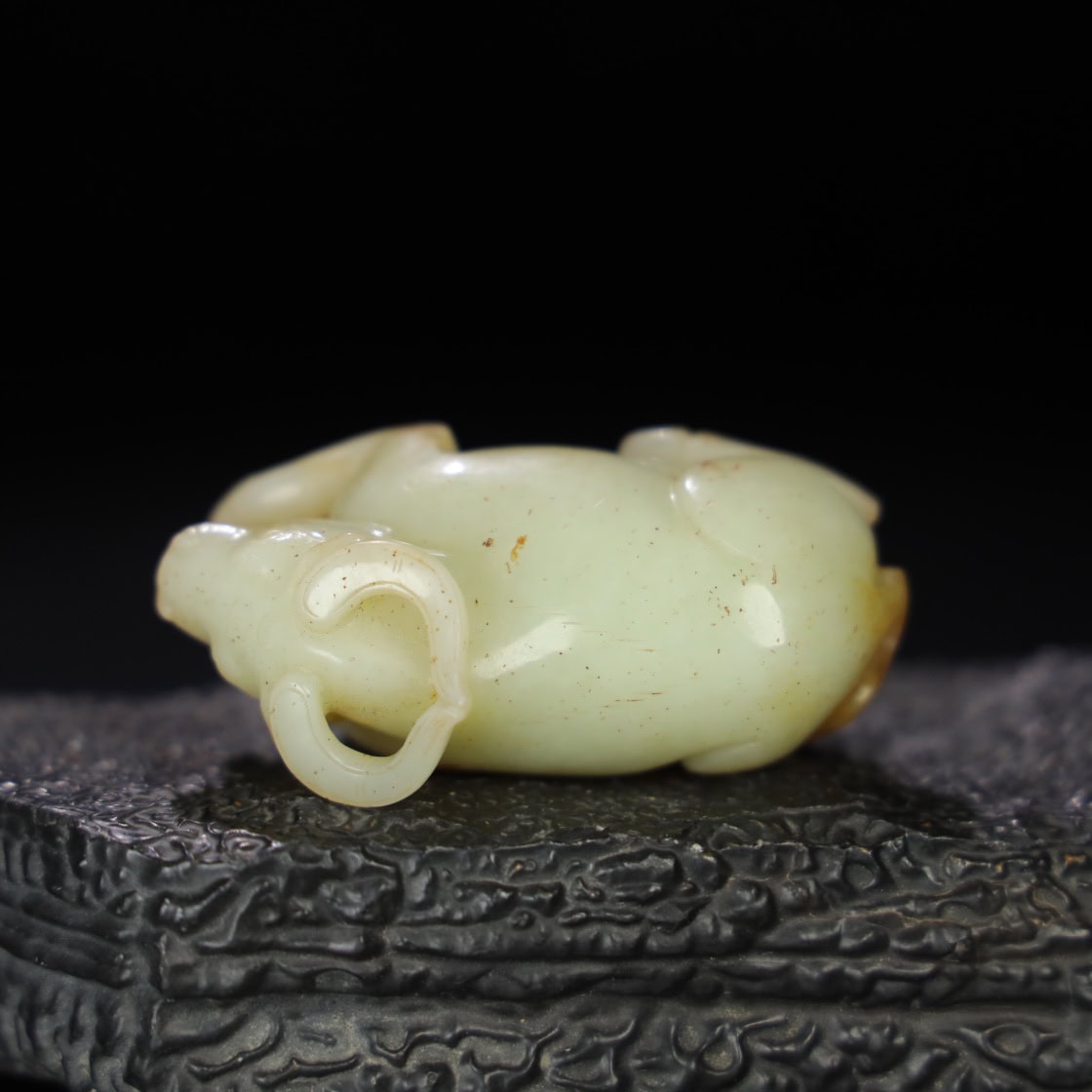 Chinese Natural Jade Carved Ox handles
