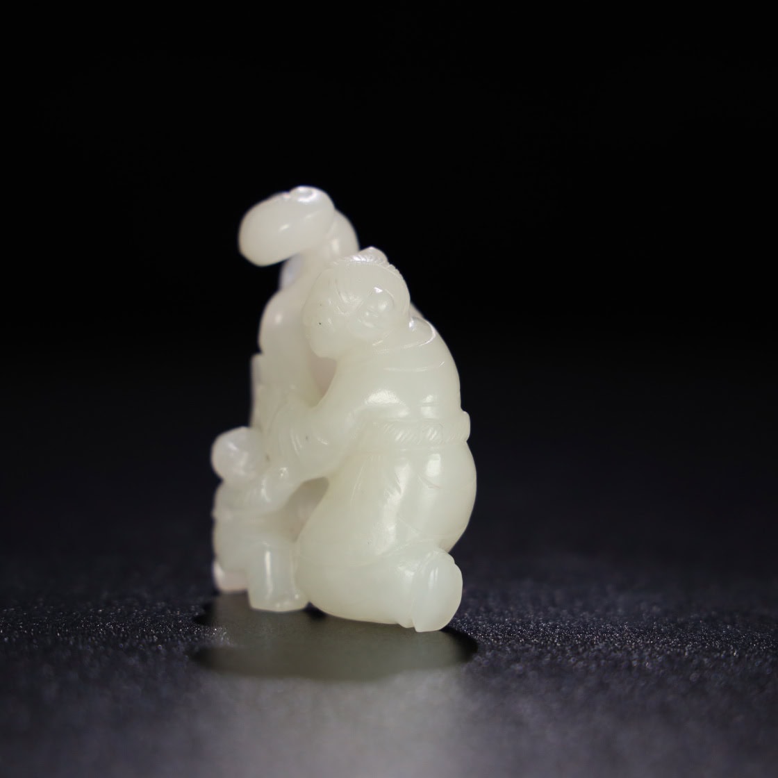 Chinese Natural Jade Carved Boy Statue