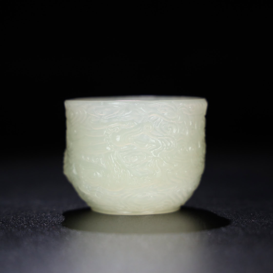 Chinese Natural Jade Carved Dragon Cup