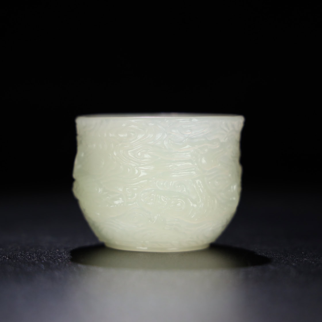 Chinese Natural Jade Carved Dragon Cup
