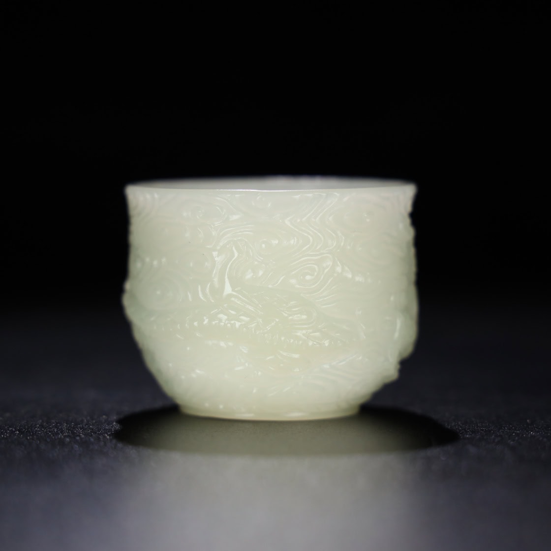 Chinese Natural Jade Carved Dragon Cup