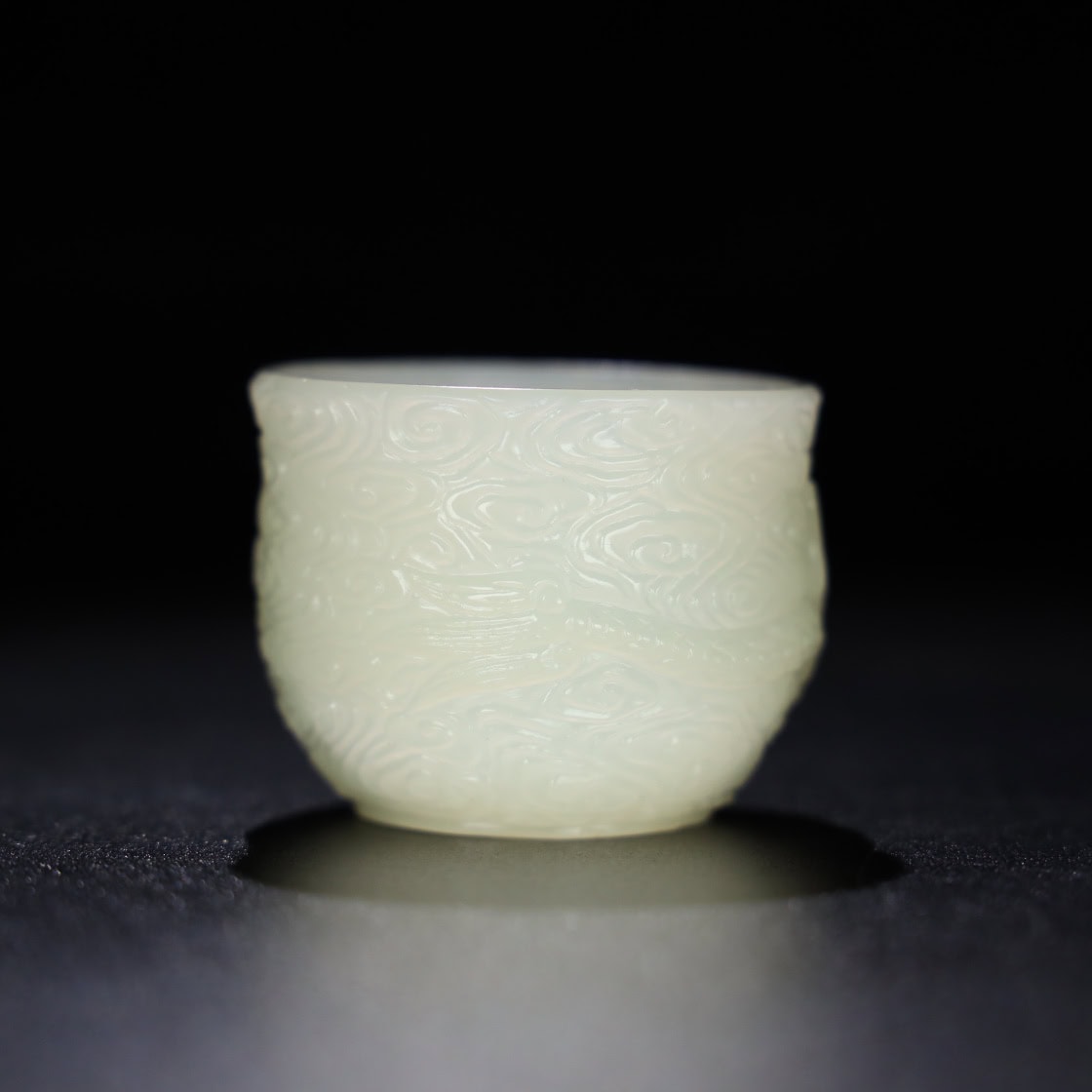 Chinese Natural Jade Carved Dragon Cup