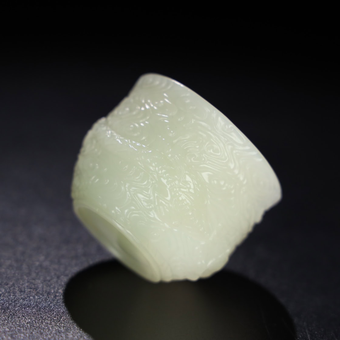 Chinese Natural Jade Carved Dragon Cup