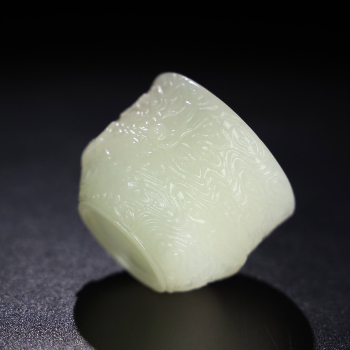 Chinese Natural Jade Carved Dragon Cup