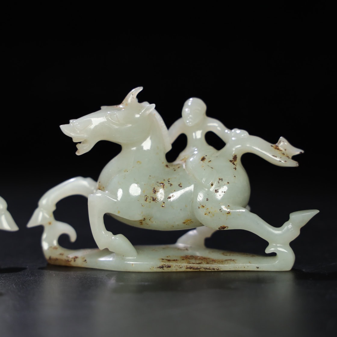 Chinese Natural Jade Carved Horses