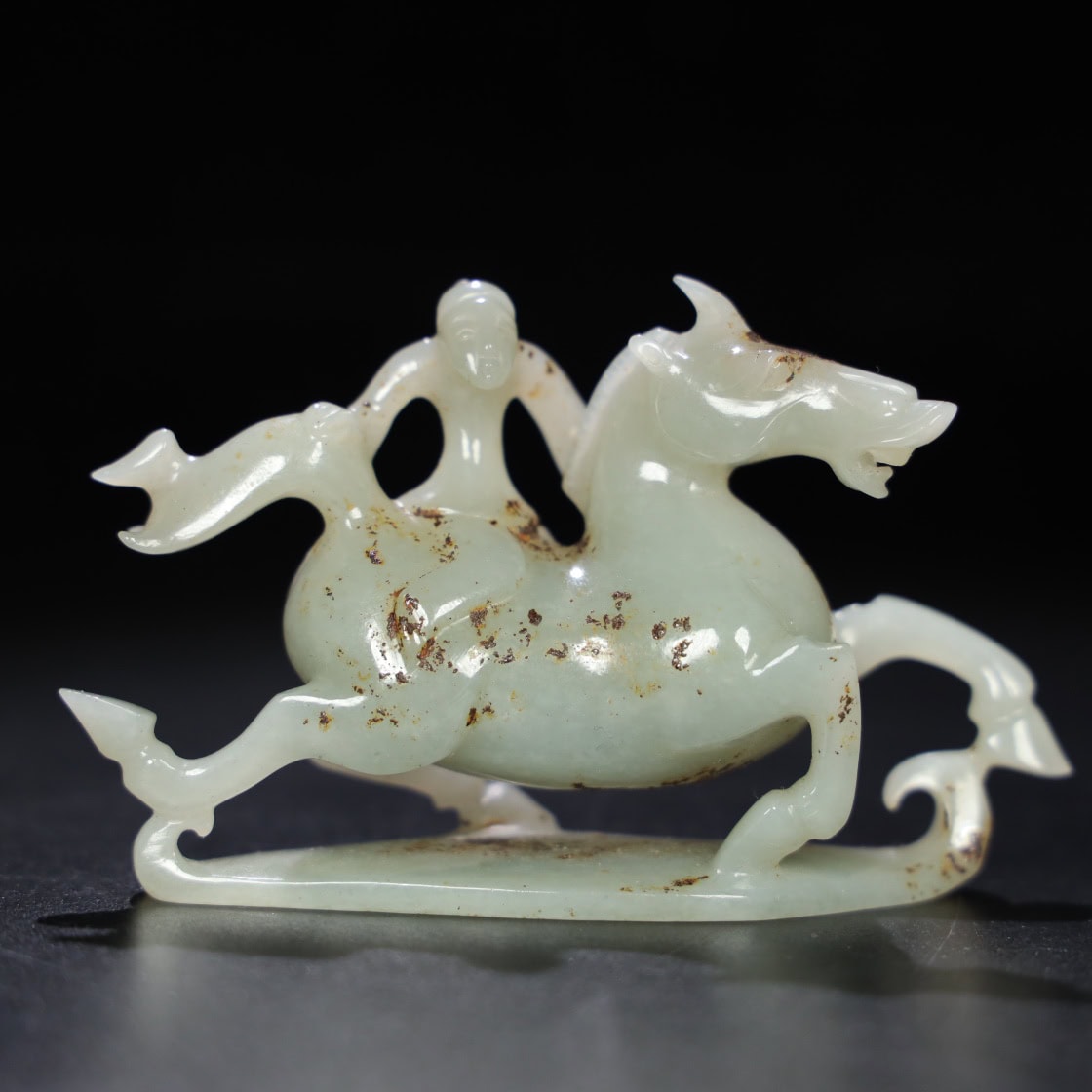 Chinese Natural Jade Carved Horses