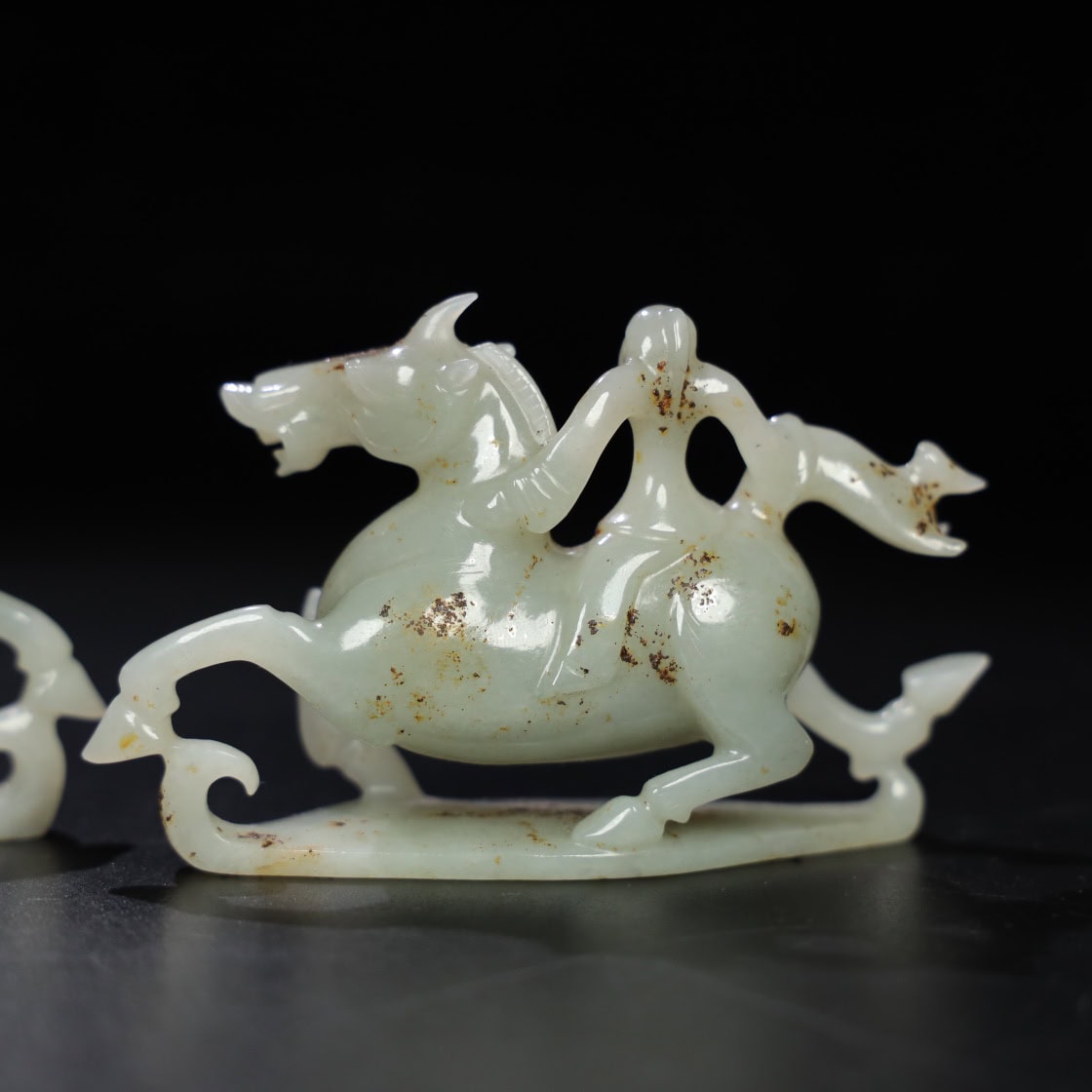 Chinese Natural Jade Carved Horses