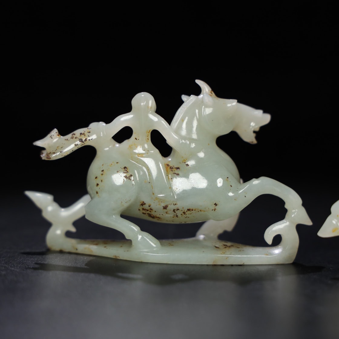 Chinese Natural Jade Carved Horses