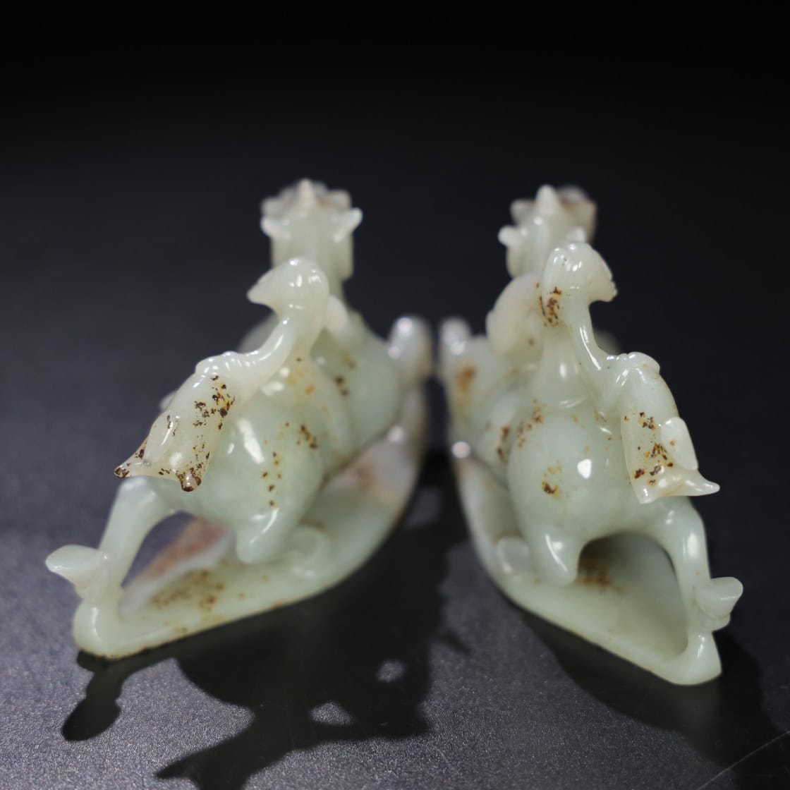 Chinese Natural Jade Carved Horses