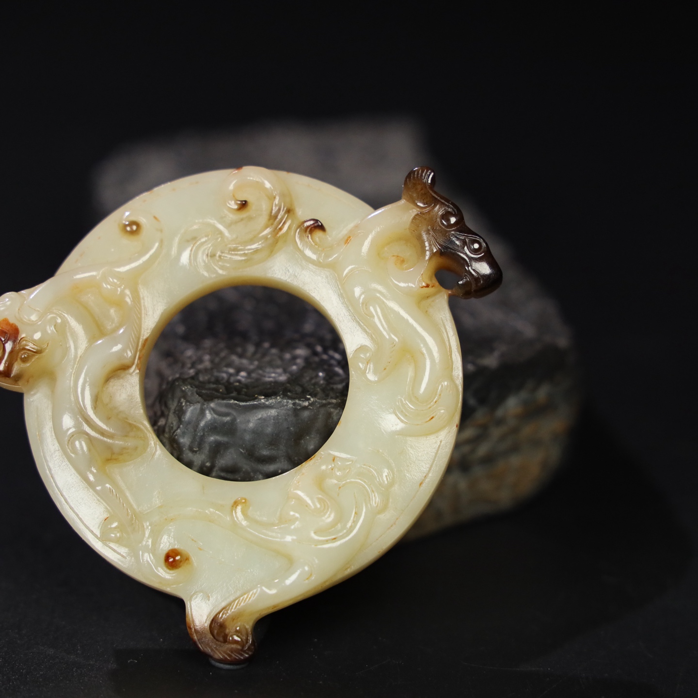 Chinese Natural Jade Carved Dragon Pendant