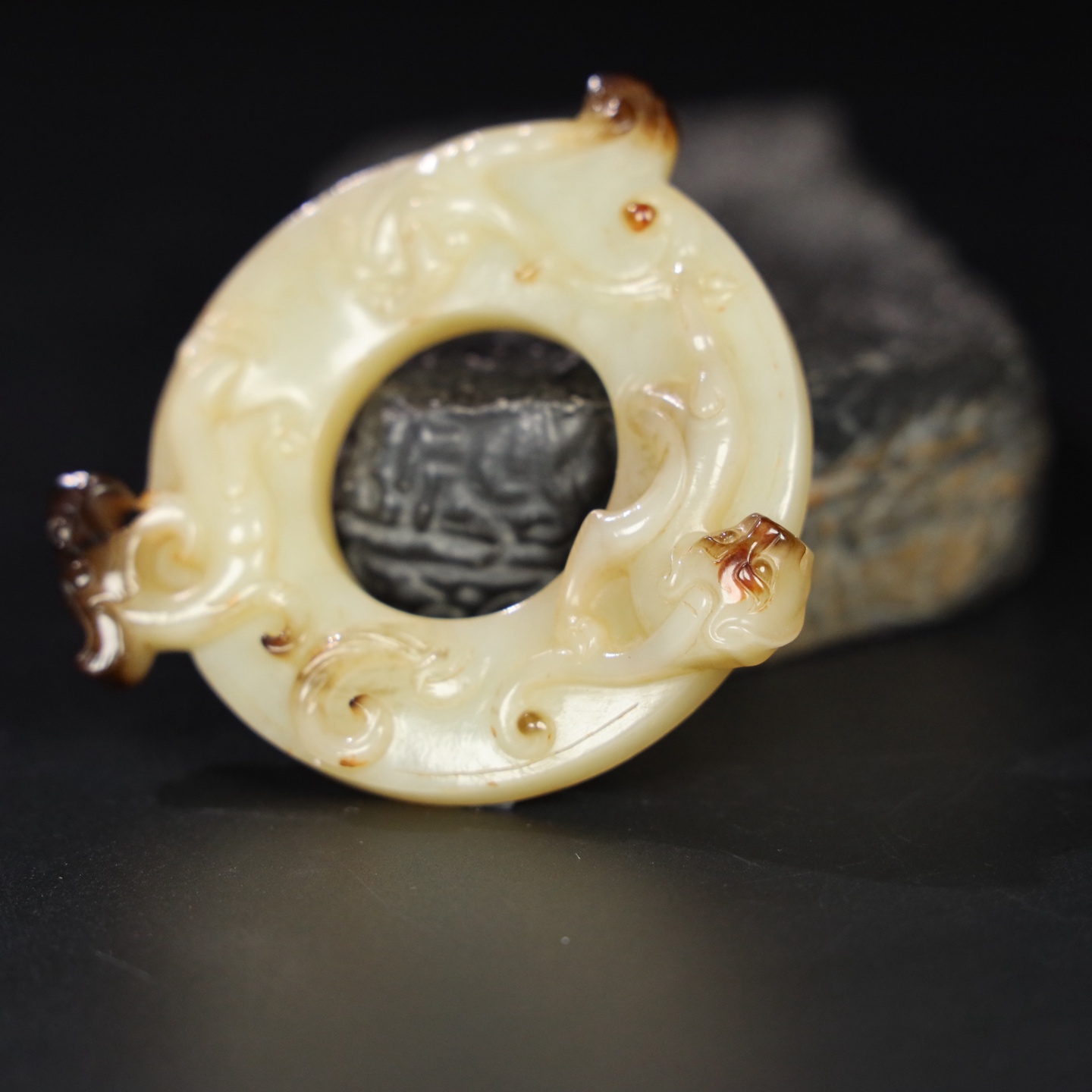 Chinese Natural Jade Carved Dragon Pendant