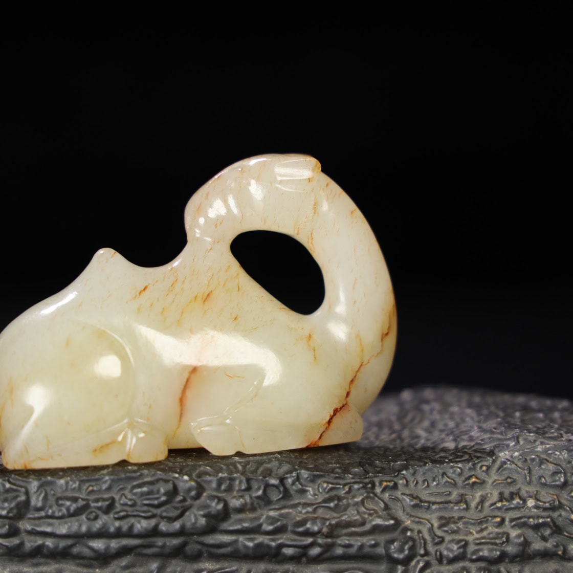 Chinese Natural Jade Carved Camel Pendant