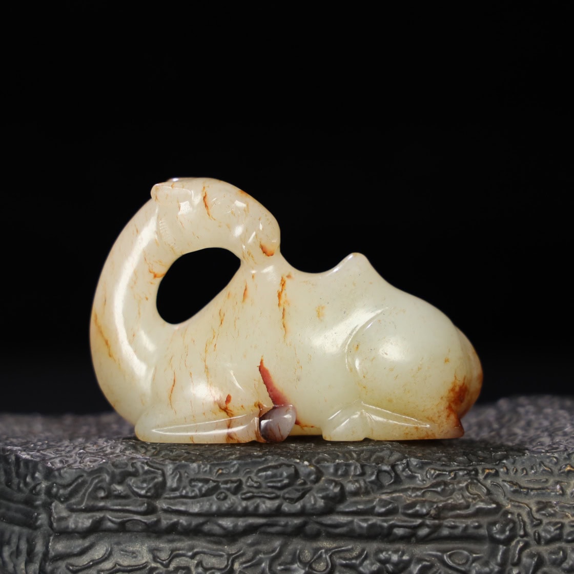 Chinese Natural Jade Carved Camel Pendant