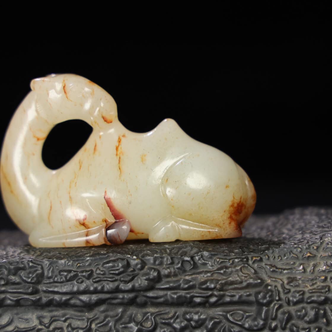 Chinese Natural Jade Carved Camel Pendant